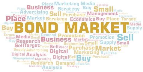Bond Market word cloud. Vector made with text only.