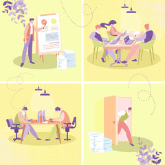 Businesspeople Office Work Flat Vector Concept