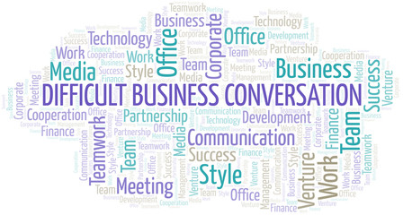 Fototapeta premium Difficult Business Conversation word cloud. Collage made with text only.