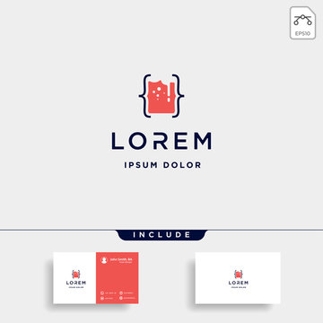 Beer code logo design bar coding simple line