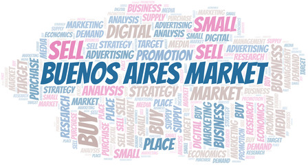 Obraz premium Buenos Aires Market word cloud. Vector made with text only.