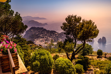 Fototapeta na wymiar view of Capri island from Monte Solaro, in Anacapri