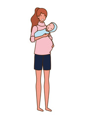 Isolated mother with baby design