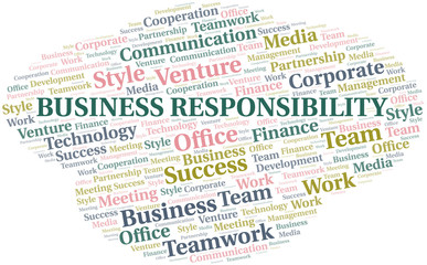 Business Responsibility word cloud. Collage made with text only.