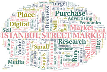 Istanbul Street Market word cloud. Vector made with text only.