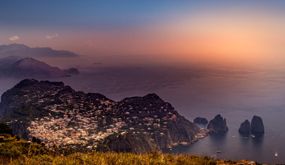 view of Capri island from Monte Solaro, in Anacapri
