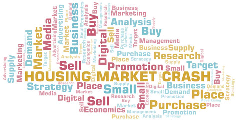 Housing Market Crash word cloud. Vector made with text only.