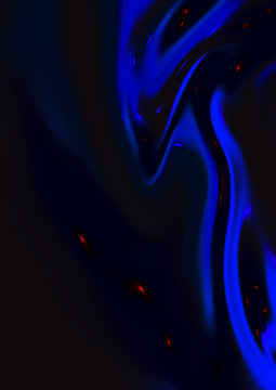 Fluid blue colors abstract background, twisted liquid design on black