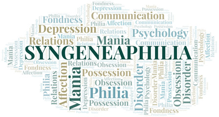 Syngeneaphilia word cloud. Type of Philia.