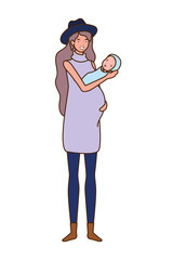Isolated mother with baby design