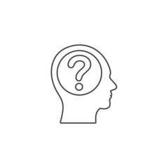 Head with question mark vector icon isolated on white background