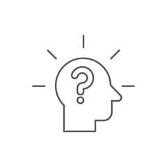 Head with question mark vector icon isolated on white background