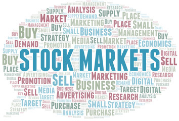 Stock Markets word cloud. Vector made with text only.