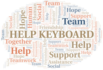 Help Keyboard word cloud. Vector made with text only.