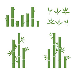 vector leaf green and bamboo shoot icon set.