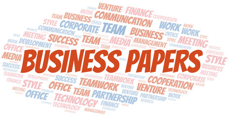 Obraz premium Business Papers word cloud. Collage made with text only.