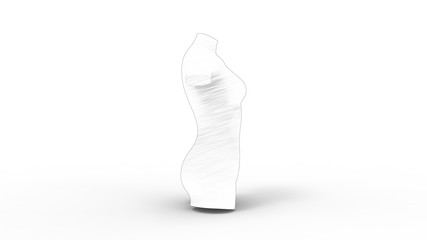 3D rendering of a female torso isolated in white studio background
