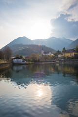 Fototapeta na wymiar Blick auf Ebensee am Traunsee im Salzkammergut - Alpen in Österreich