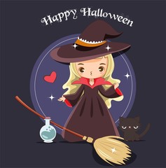 vector of cute witch with halloween concept.