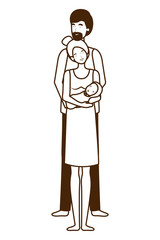 Isolated mother and father with baby design