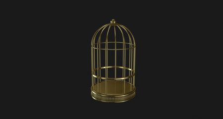Cage gold symbol of freedom in perspective