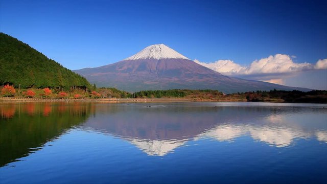 Mount Fuji reflecting in Lake Tanuki