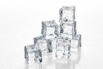 ice cubes on white background.