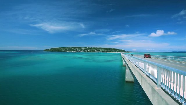 Kouri Island and bridge over sea, Nakijin, Okinawa Prefecture, Japan