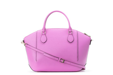 Capacious female purse handbag over a white background