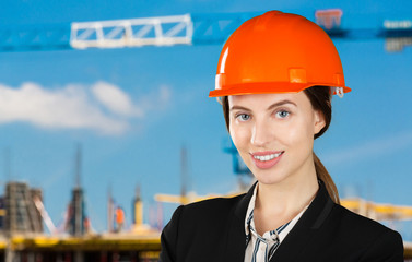beautiful woman civil engineer close up portrait