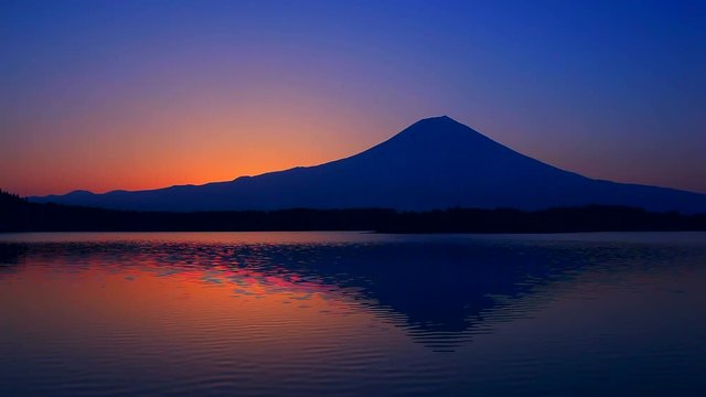 Lake Tanuki and Mount Fuji at sunset, Shizuoka Prefecture, Japan