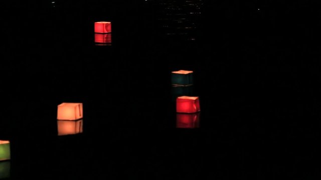 View of lanterns on lake, Kyoto City, Kyoto Prefecture, Japan