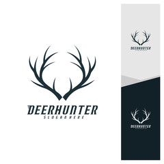 Obraz premium Deer Head logo design template vector. Luxury Deer Hunt logo vector template