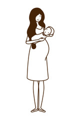 Isolated mother with baby design