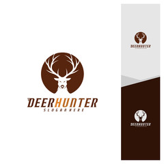 Deer Head logo design template vector. Luxury Deer Hunt logo vector template