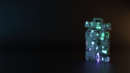 Obraz premium science fiction metal symbol of garbage icon render