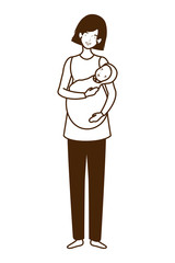Isolated mother with baby design