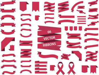 Foto op Canvas Banner ribbon vector set, red colored . Flat banner ribbon for decorative design. Web banner. Banner sale tag. Vector © 123levit