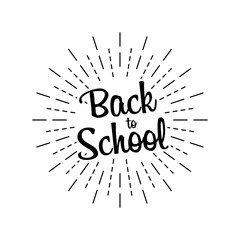 Fototapeta na wymiar Back to school text, great design for any purposes. Doodle vector. Hand drawn phrase. School board background. Vector