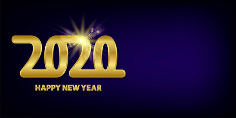 Happy new year 2020 design. Gold card on golden background. Happy new year card design. Typography design. Happy New Year Banner with 2020 Numbers. Vector