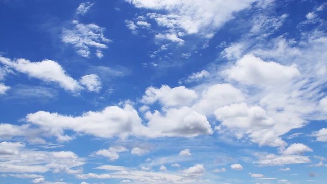 Timelapse of clouds flowing in blue sky