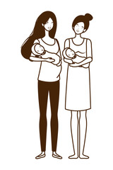 Isolated mothers with babys design