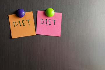 scrapbook word with word Diet on the fridge. Weight Loss Concept.