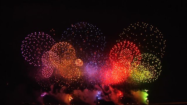 Fireworks display in sky at night