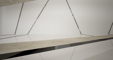 Abstract white and concrete interior. 3D illustration and rendering.