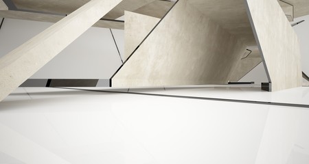 Fototapeta premium Abstract white and concrete interior. 3D illustration and rendering.