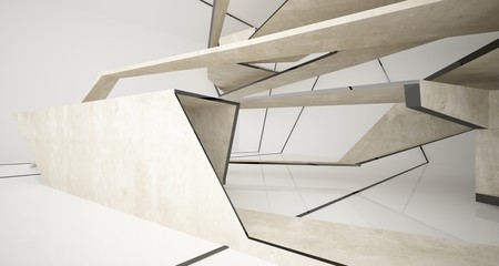 Obraz premium Abstract white and concrete interior. 3D illustration and rendering.