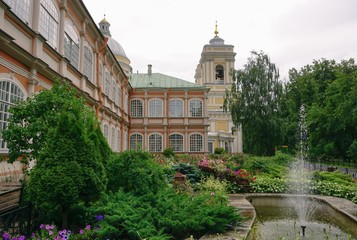 Fototapeta na wymiar The courtyard of the Alexander Nevsky Lavra