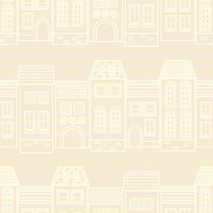 Background with old houses. Vector illustration. Design elements.
