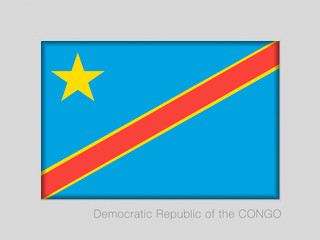 Flag of Democratic Republic of the Congo. National Ensign Aspect Ratio 2 to 3 on Gray Cardboard